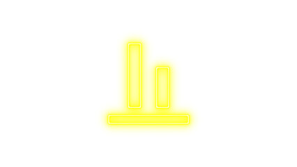 Glowing Neon Bar Chart Icon, Neon align vertical bottom icon glow with transparent background