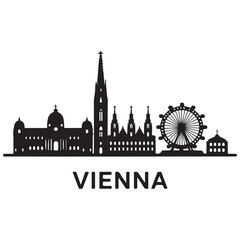 Obraz premium Vector Vienna skyline. Travel Wien famous landmarks. Business and tourism concept for presentation, banner, web site. Vector black silhouette. with white background
