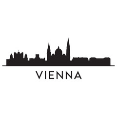 Naklejka premium Vector Vienna skyline. Travel Wien famous landmarks. Business and tourism concept for presentation, banner, web site. Vector black silhouette. with white background