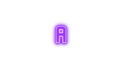 Glowing Neon Letter A Sign, Neon alpha a icon glow with transparent background