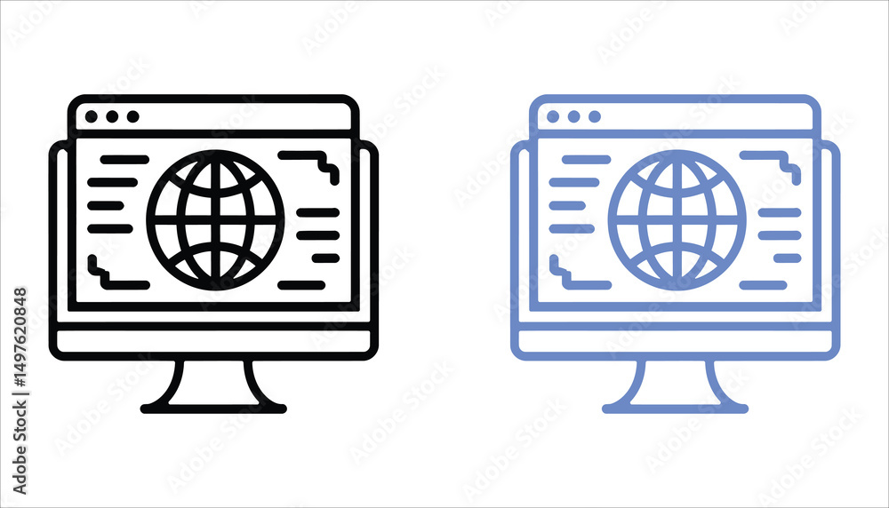 Wall mural global web browser icon on desktop display vector.