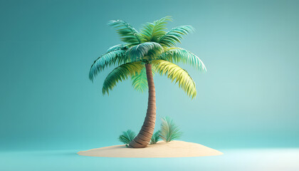 stylized 3d render of a vibrant green palm tree