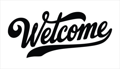 Welcome Text in Stylish Calligraphy Script Vector