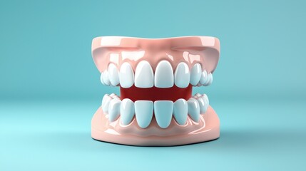 Obraz premium A pair of human teeth on a blue background