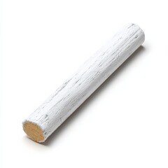 White painted wood stick on white background. Simple, clean design.
