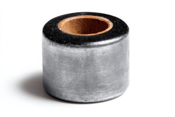 Sleek silver container with a wooden top, perfect for minimalist decor.