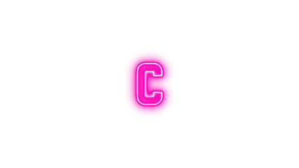 Glowing Neon Letter C Sign, Neon alpha c icon glow with transparent background