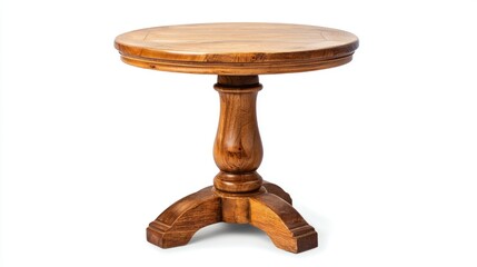 Wooden side table isolated on white background