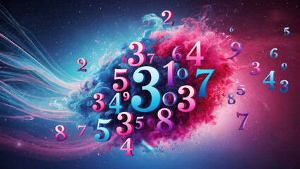 numbers floating around, numerology concept