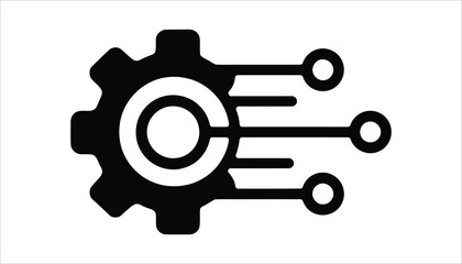 Technology Gear Circuit Icon. AI Automation and Machine Learning Symbol.