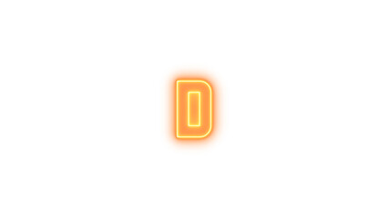 Glowing Neon Letter D Sign, Neon alpha d icon glow with transparent background
