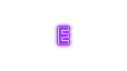 Glowing Neon Letter E, Neon alpha e icon glow with transparent background