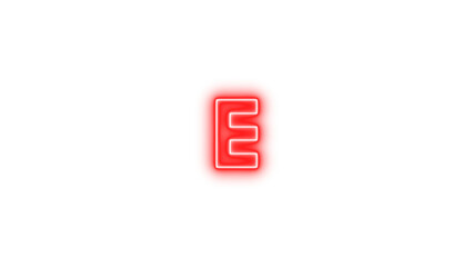 Glowing Neon Letter E, Neon alpha e icon glow with transparent background