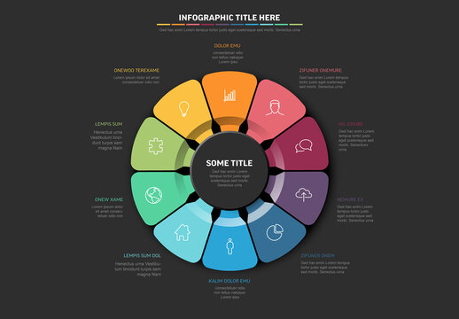 Circular Infographic Chart Template features segmentation with modern icons elements