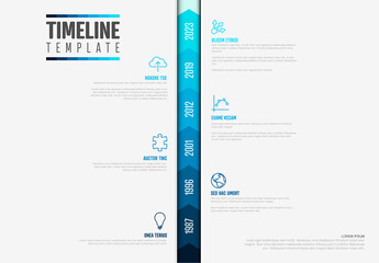 Modern Blue Vertical Timeline Template with Icons and Dates