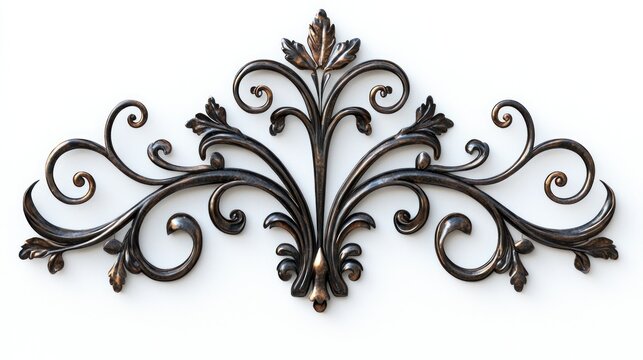 Wrought iron wall art isolated on white background