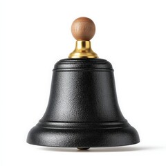 Elegant black bell with gold and wood accents. A sophisticated home decor piece.