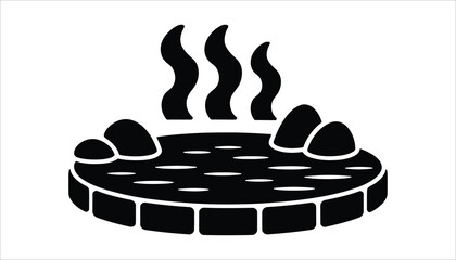 Serene Oasis: A simple graphic showcasing a tranquil hot spring, steam rising gently from the water, a perfect representation of relaxation and rejuvenation.