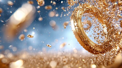 Gold Coin Explosion in the Air