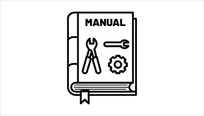 Fototapeta premium Service Manual Illustration: A simple yet effective illustration of a service manual, complete with tools icon and a bookmark, perfect for tutorials and product guides.
