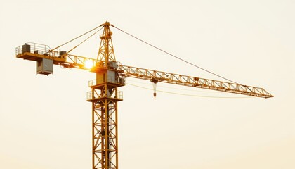 Majestic crane perched high atop a utility pole against clear blue sky