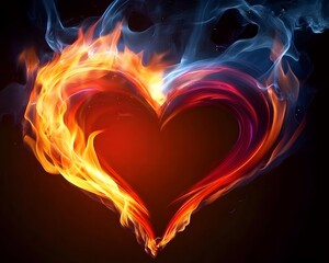 Fototapeta premium Fiery Heart Burning Passion Abstract Art