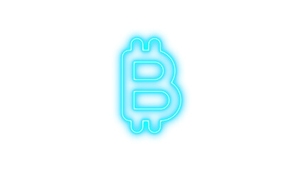 Glowing Neon Bitcoin Symbol, Neon bitcoin sign icon glow with transparent background