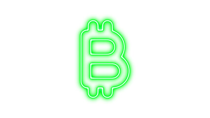 Glowing Neon Bitcoin Symbol, Neon bitcoin sign icon glow with transparent background