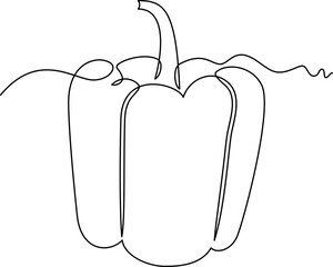 one line art Bell Papper vector illustration. line art, one continuous line, simple, hand drawn and sketch style. for icons, symbols, signs or logos. PNG