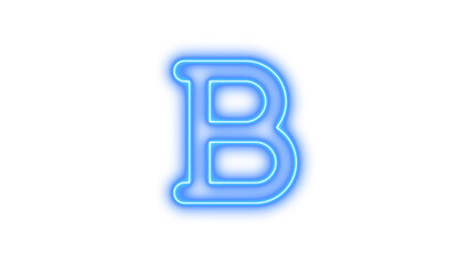 Glowing Neon Letter B Sign, Neon bold lightning icon glow with transparent background