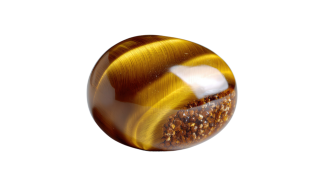 Tiger Eye Stone: A captivating image of a polished tiger eye gemstone, showcasing its rich, golden-brown hues and distinctive chatoyant effect.