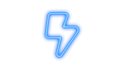 Glowing Neon Lightning Bolt Symbol, Neon bolt lightning icon glow with transparent background