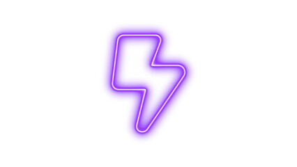 Glowing Neon Lightning Bolt Symbol, Neon bolt lightning icon glow with transparent background