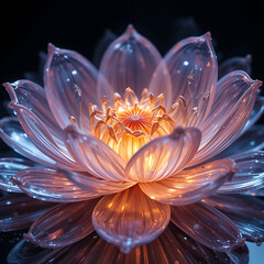 Abstract fractal flower with blooming pink and purple petals