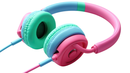 Colorful Headphones: Capture the vibrant essence of audio with this stunning close-up of multicolored headphones. This image brings to life the pure joy of music and technology.