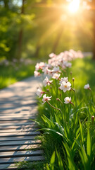 flowers in the morning sun