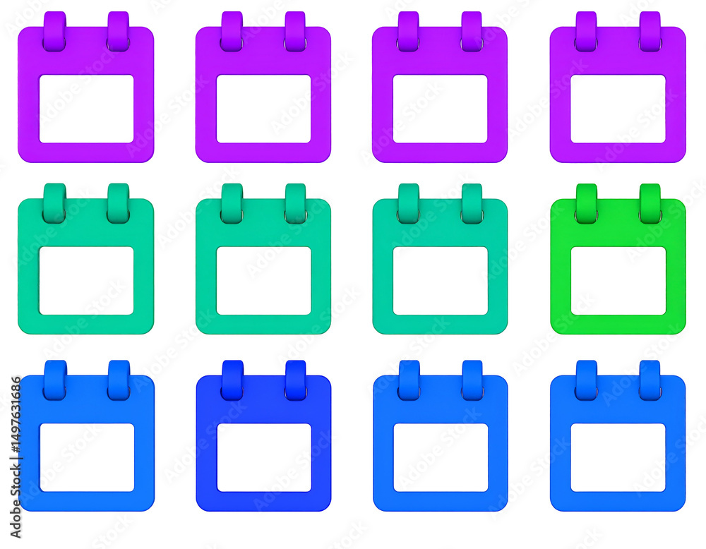 Poster colorful calendar icons in a grid pattern