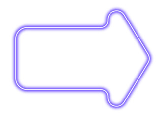 Naklejka premium Bubble arrow. Lilac neon arrow, vector illustration, on transparent background, png.