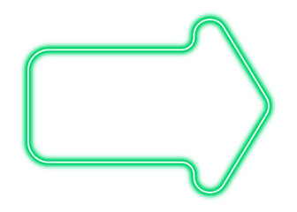 Bubble arrow. Green neon arrow, vector illustration, on transparent background, png.