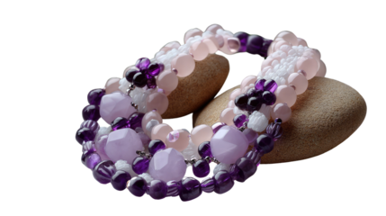 Handmade Beaded Bracelet: This exquisitely crafted, handmade bracelet, adorned with delicate beads and elegant stones, rests gracefully.