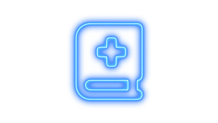 Neon book medical icon glow with transparent background