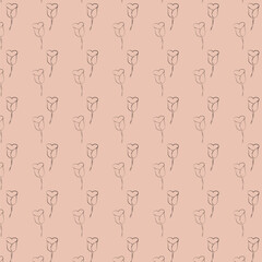 Seamless Pattern with Red Roses and Day Dear Text on Light Background