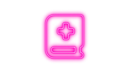 Obraz premium Neon book medical icon glow with transparent background