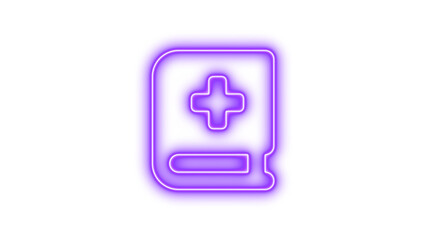 Obraz premium Neon book medical icon glow with transparent background