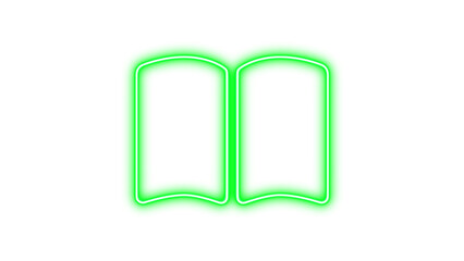 Neon book open icon glow with transparent background