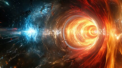 Obraz premium Sci-fi wormhole illustration with space and time distortion effect.