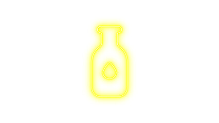 Neon bottle droplet icon glow with transparent background