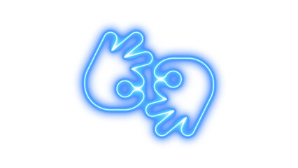 Neon hands asl interpreting icon glow with transparent background