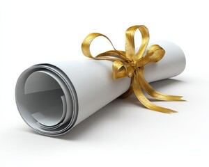 A rolled-up certificate tied with a golden ribbon.