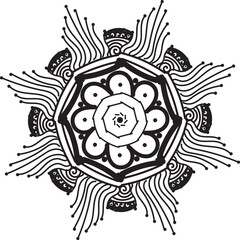 Intricate Mandala Design with Floral and Geometric Patterns – Detailed Symmetrical Ethnic Art, Boho Style Illustration for Meditation, Yoga, Spirituality, and Decorative Background Use